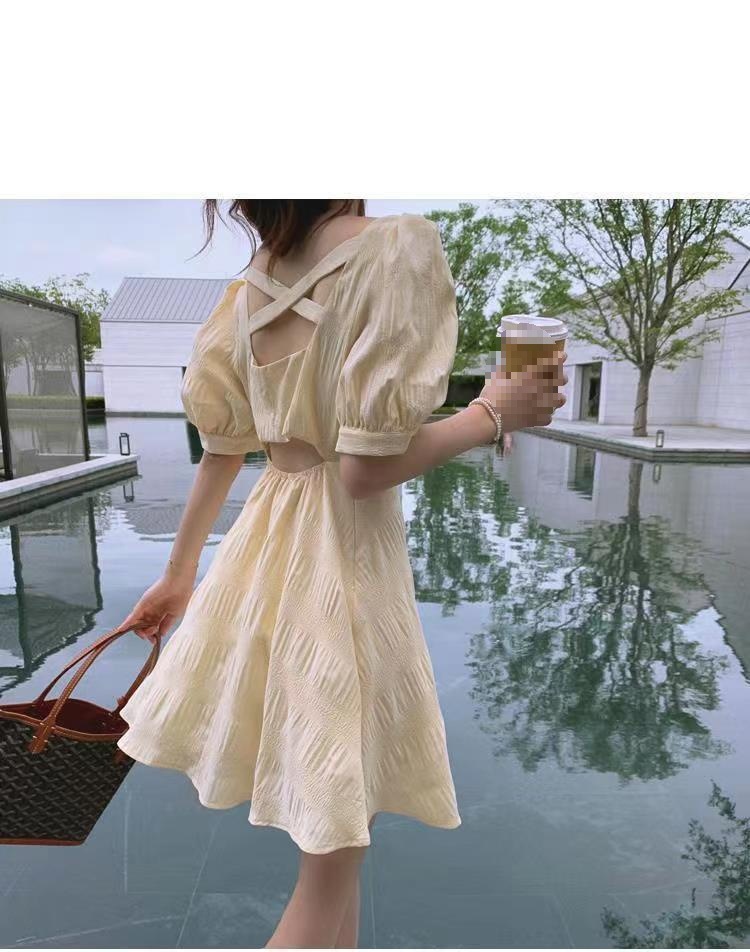 French V-neck Backless Dress