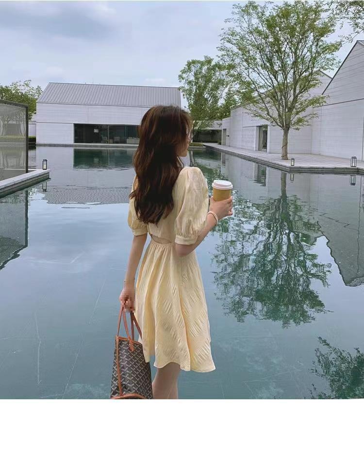 French V-neck Backless Dress