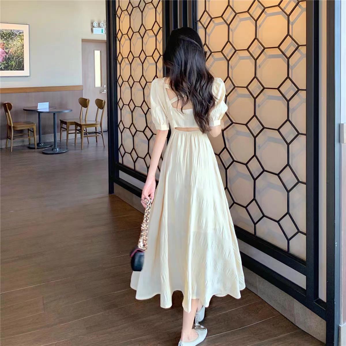 French V-neck Backless Dress