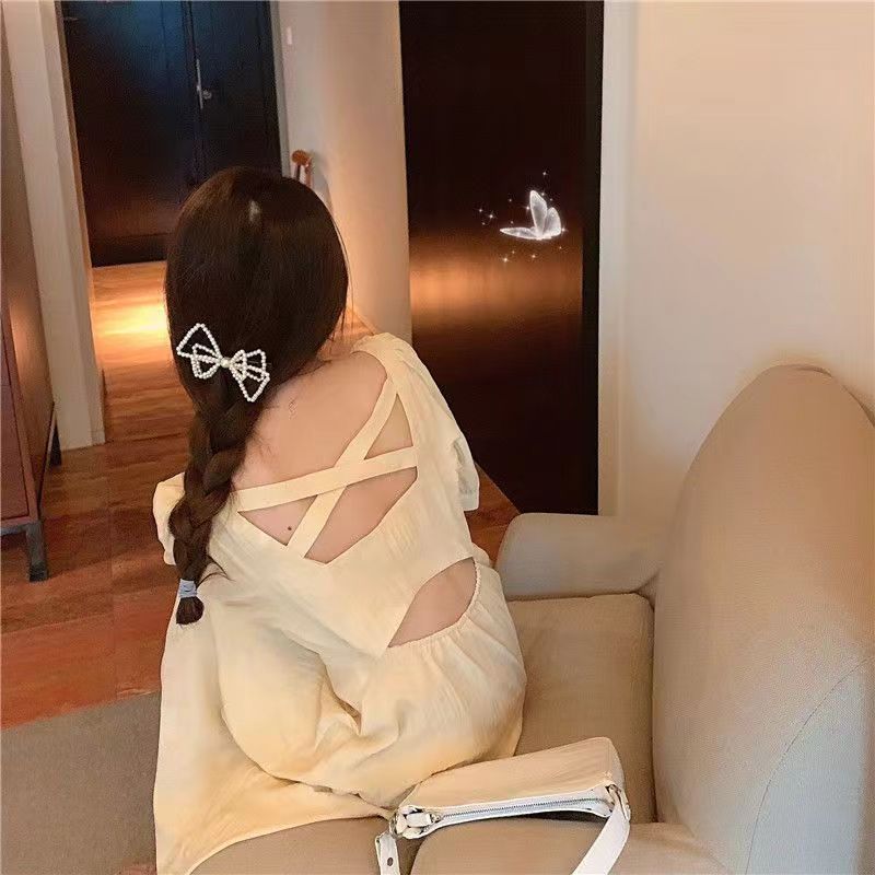 French V-neck Backless Dress