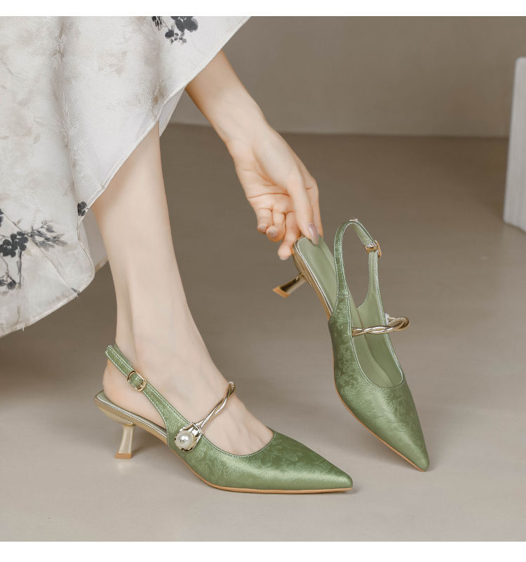 Chinese Stiletto Satin Sandals