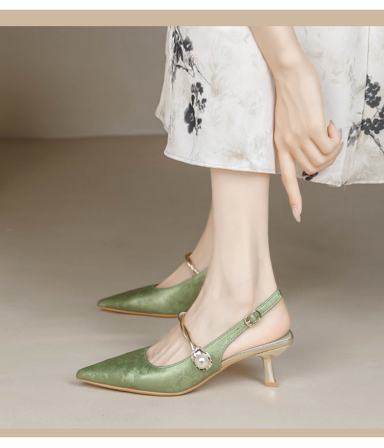 Chinese Stiletto Satin Sandals