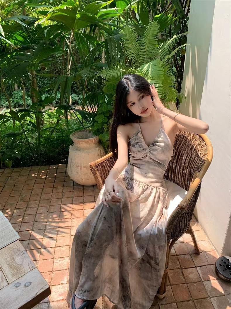 Bohemian Tie-Dye Halter Dress