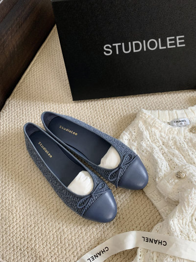 2.5cm Low Heel Bow Women's Tweed Leather Single Shoes