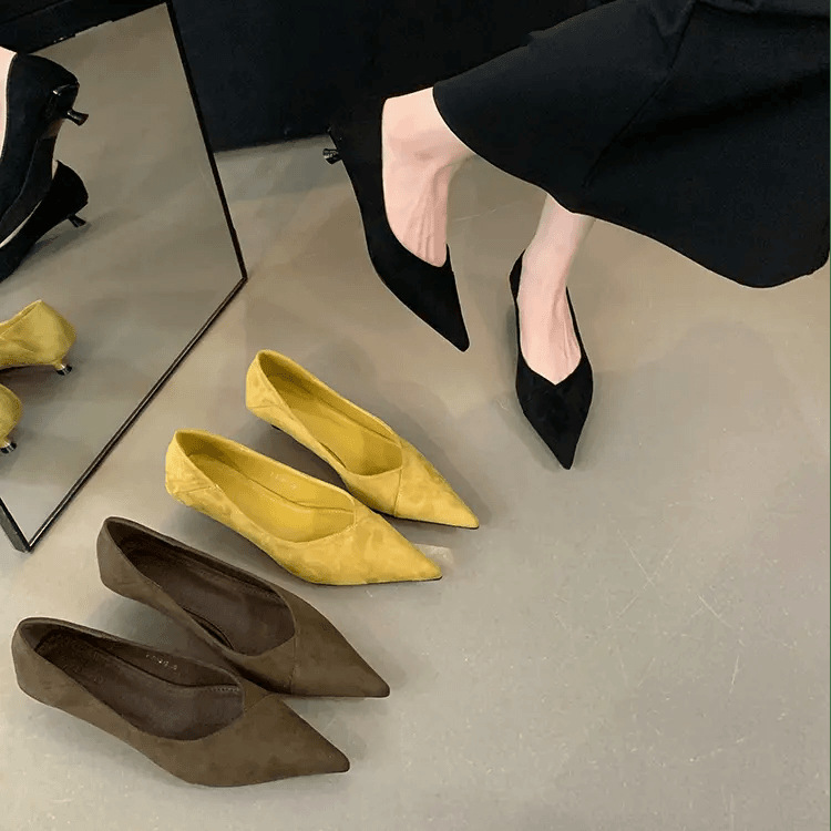 Women's Suede Kitten Heel Slip-on Shoes