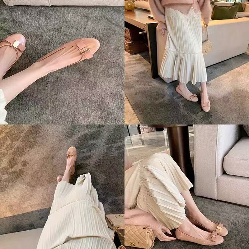 Women's Bowknot Leather Flat Shoes