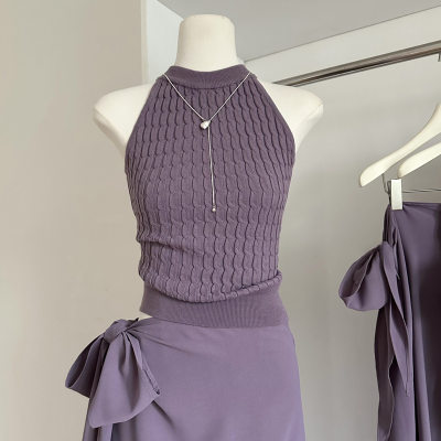 Summer Halter Knit Top & Skirt Set