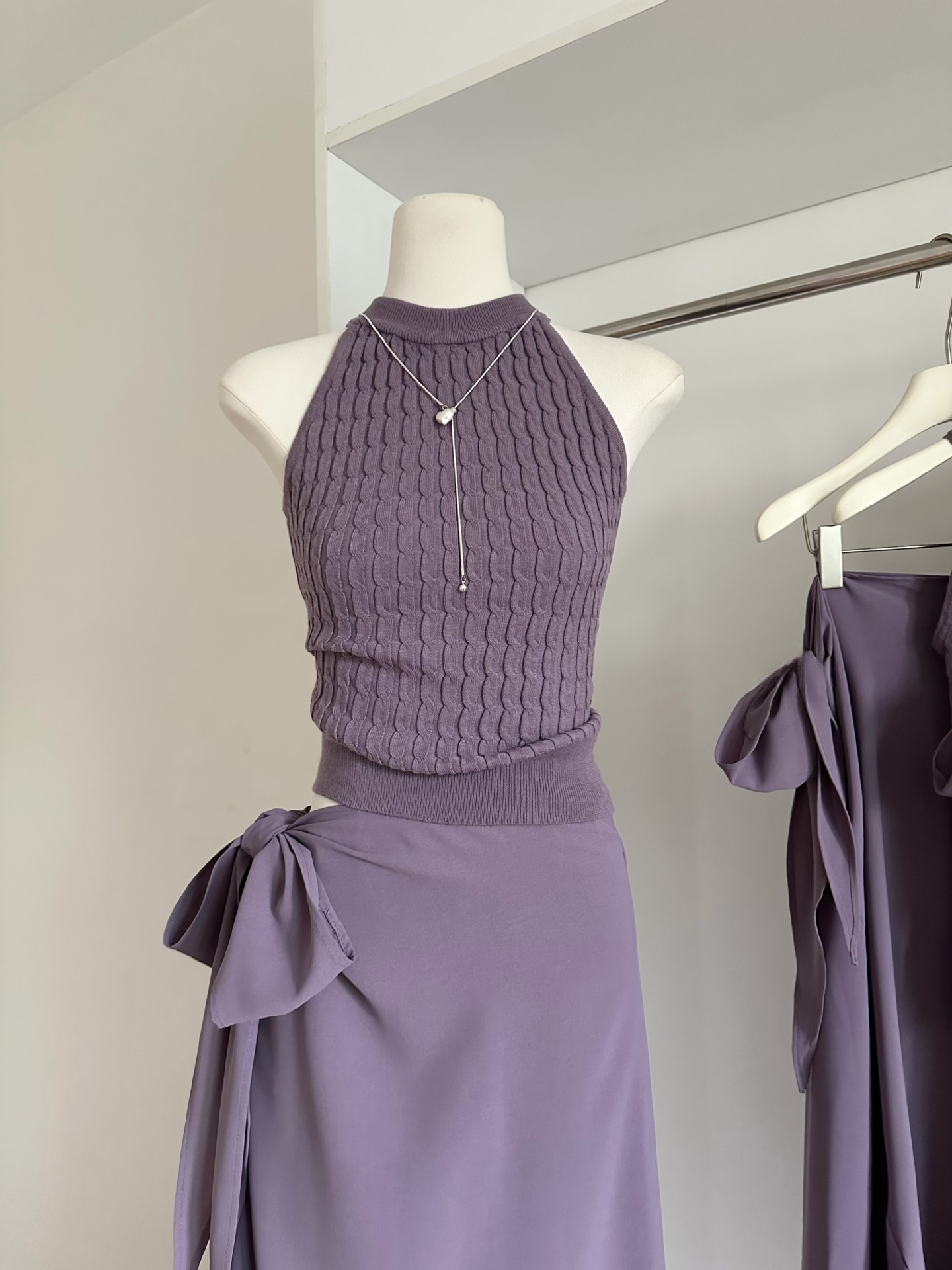 Summer Halter Knit Top & Skirt Set