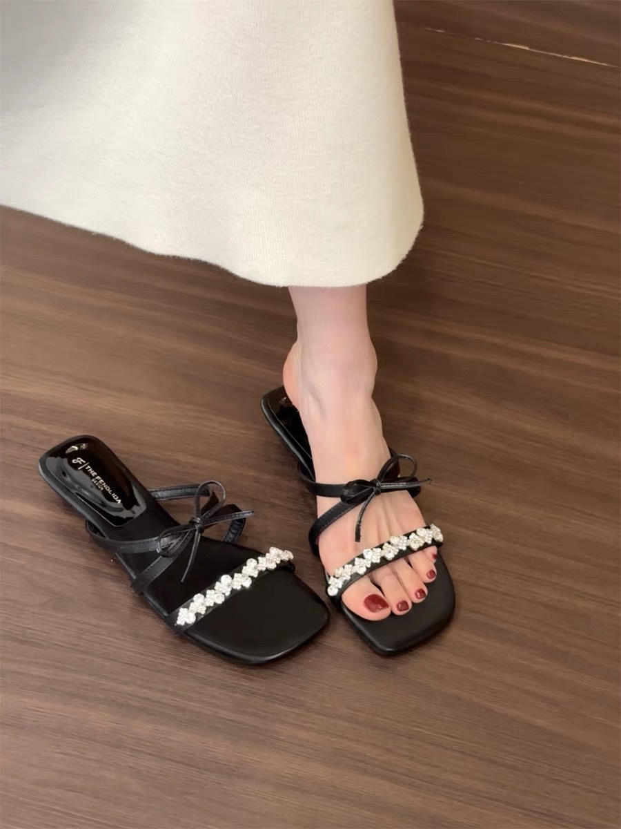 Women's Satin Low Heel Slides