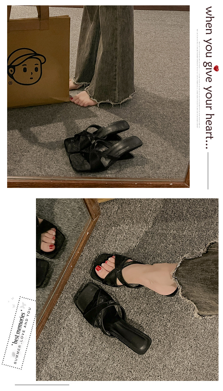 2025 Summer French Wedge Slide Sandals