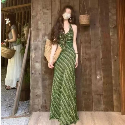 Retro Green Plaid Cami Dress