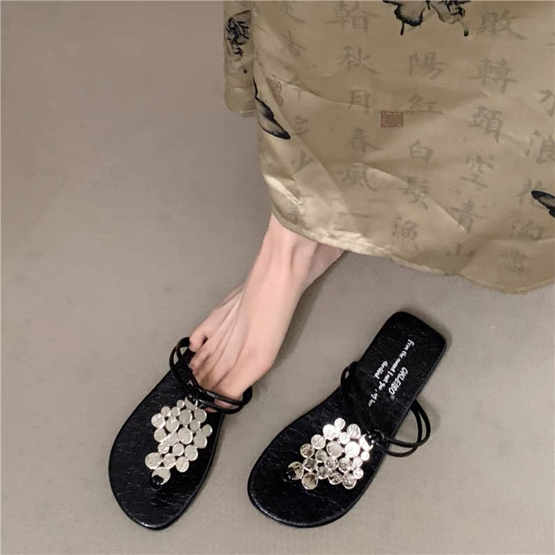 Women's Rhinestone French Flip Flops