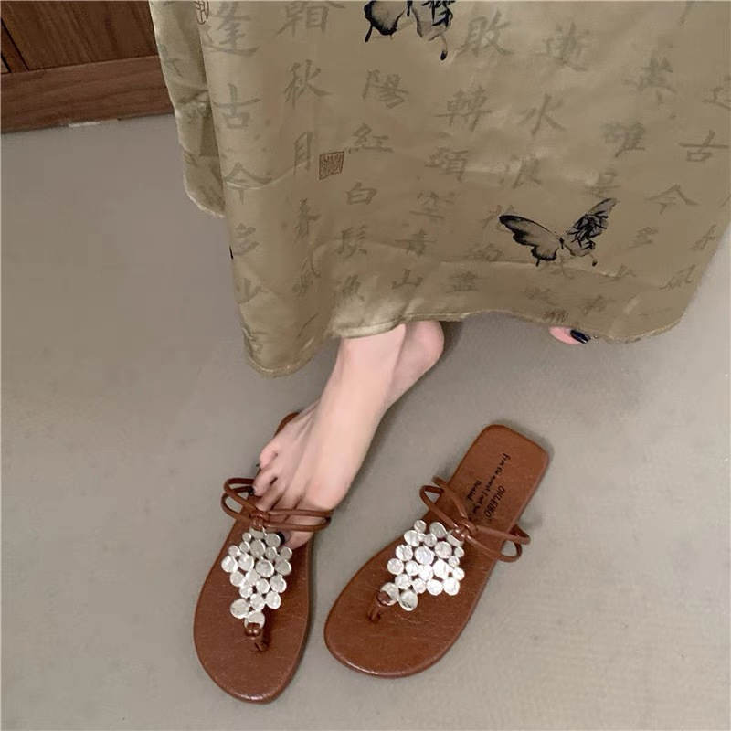 Women's Rhinestone French Flip Flops