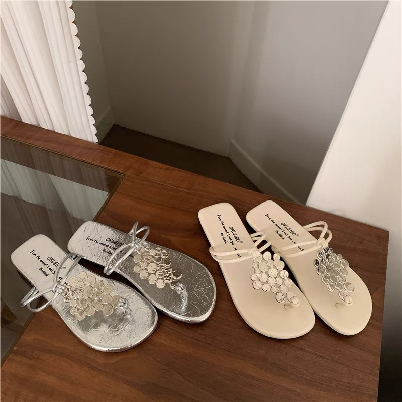 Women's Rhinestone French Flip Flops