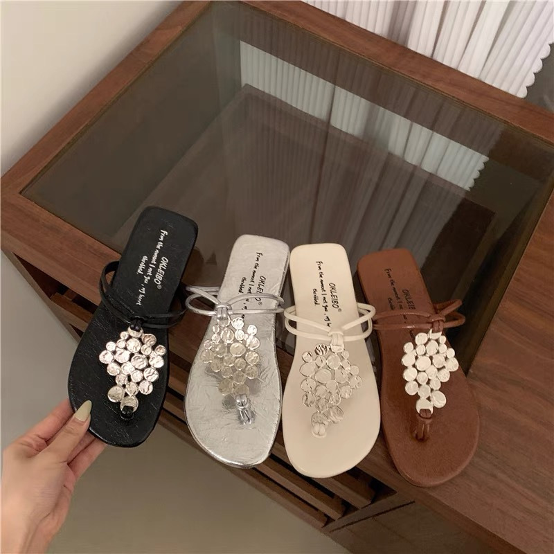 Women's Rhinestone French Flip Flops