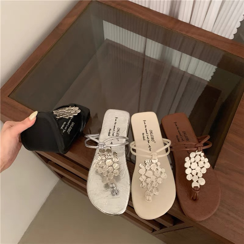 Women's Rhinestone French Flip Flops