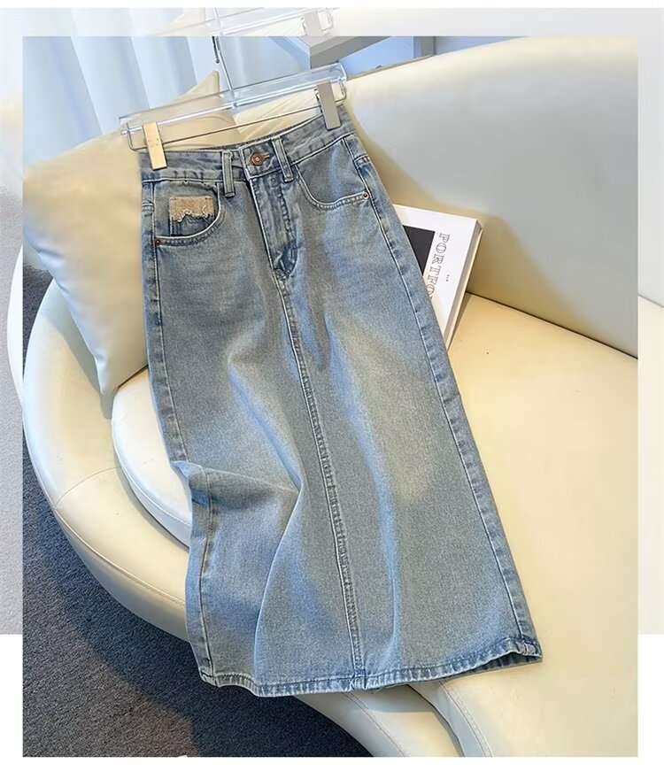 High Waist Vintage Denim Skirt
