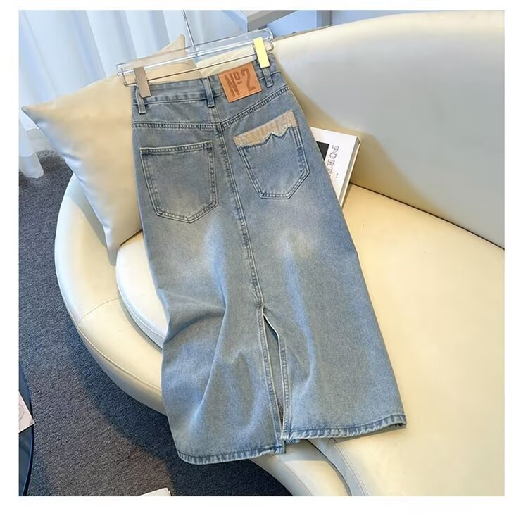 High Waist Vintage Denim Skirt