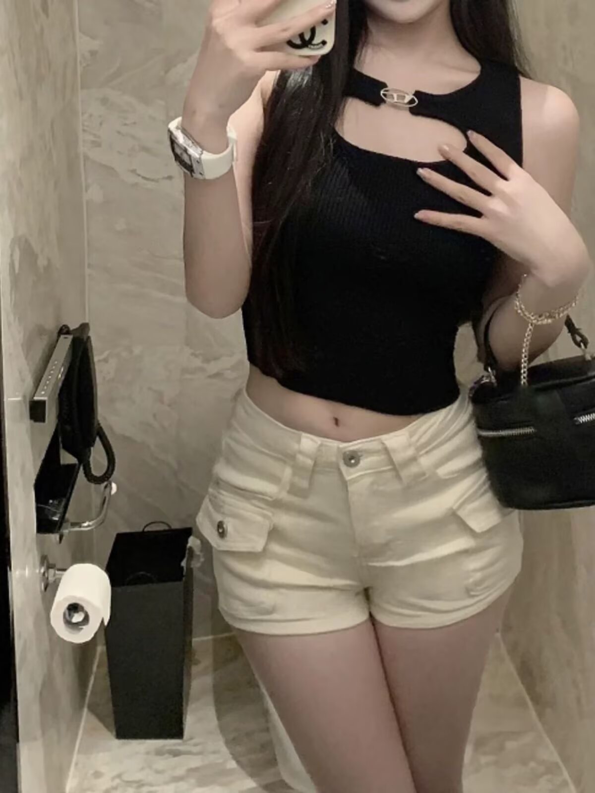 High-Waisted Slim Denim Shorts for Women