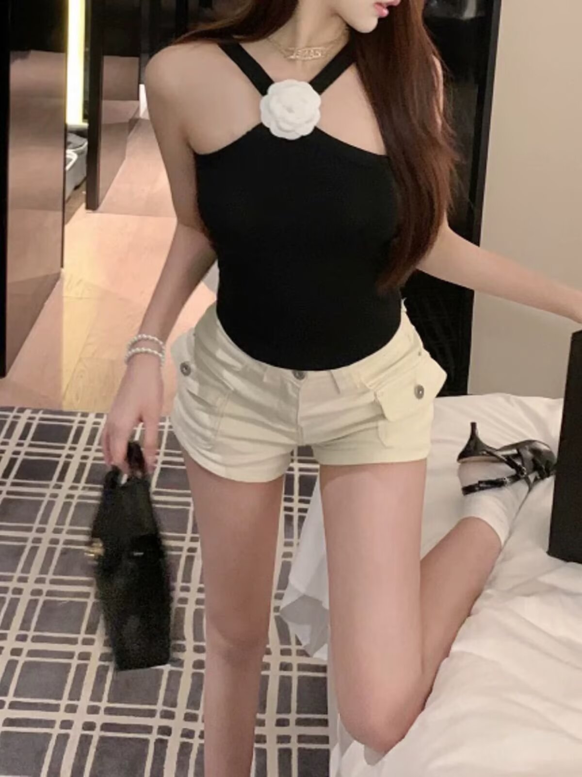 High-Waisted Slim Denim Shorts for Women