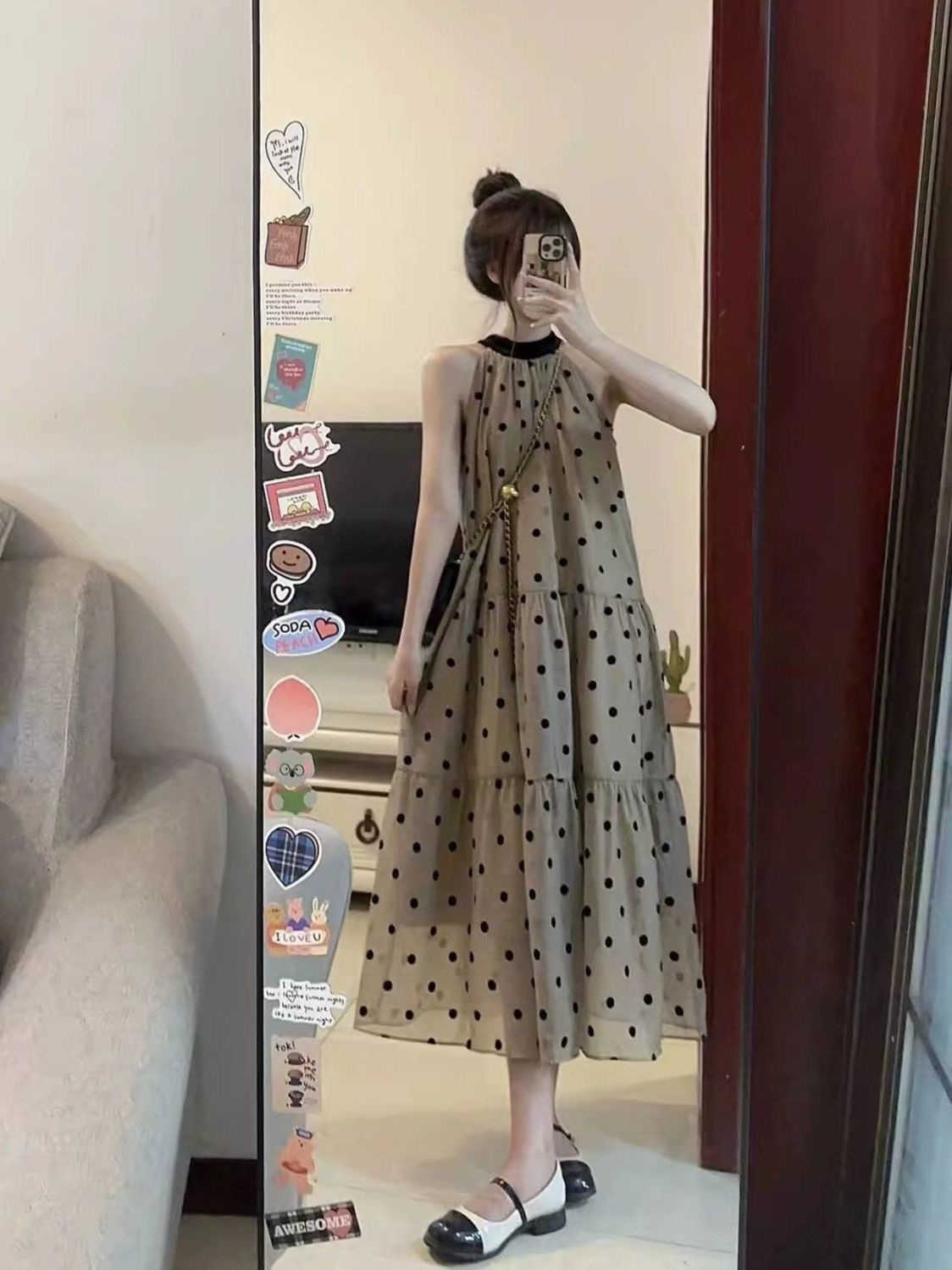Elegant Polka Dot Maxi Dress
