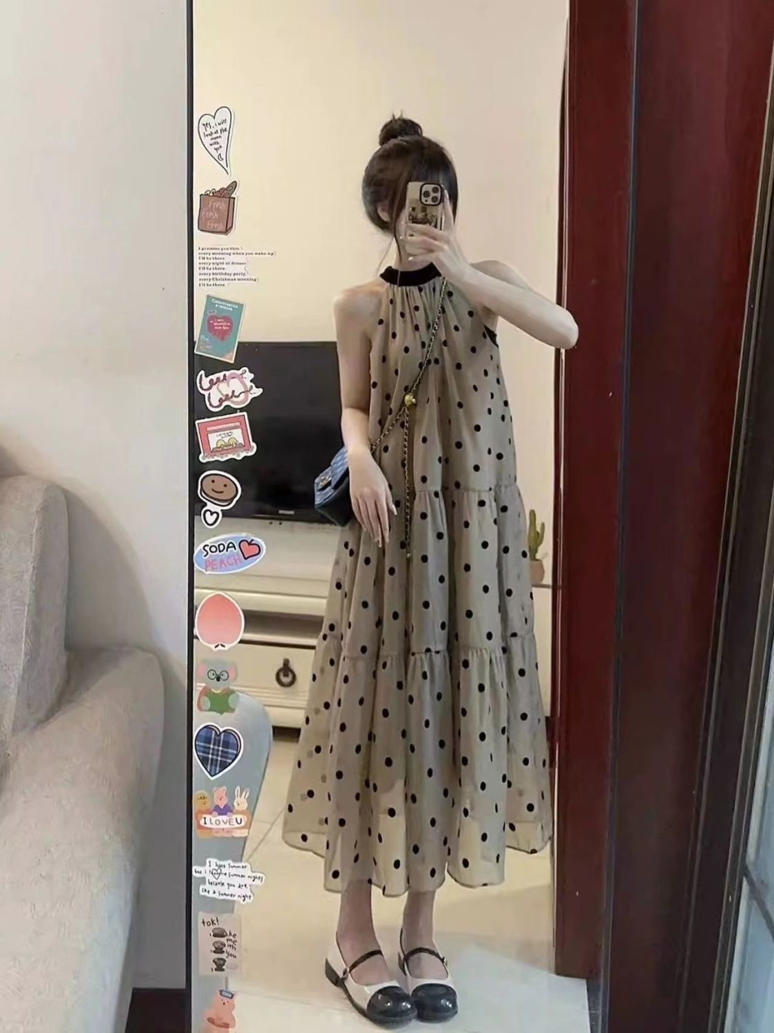 Elegant Polka Dot Maxi Dress