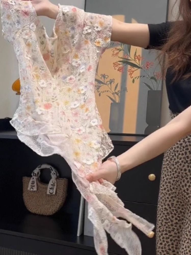 Floral Ruffle Short Sleeve Tee
