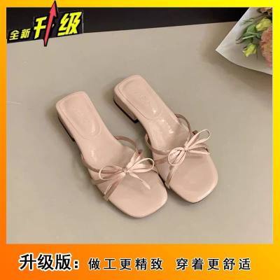 Women's Korean Bow Heel Slides