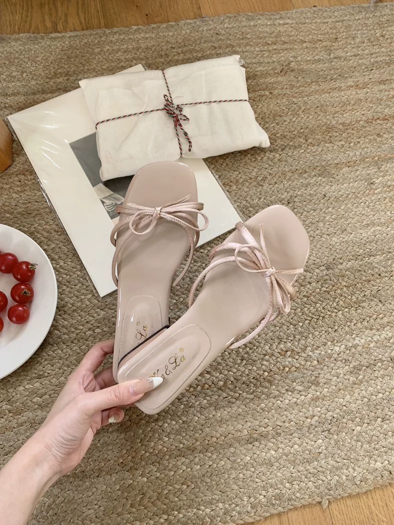 Women's Korean Bow Heel Slides