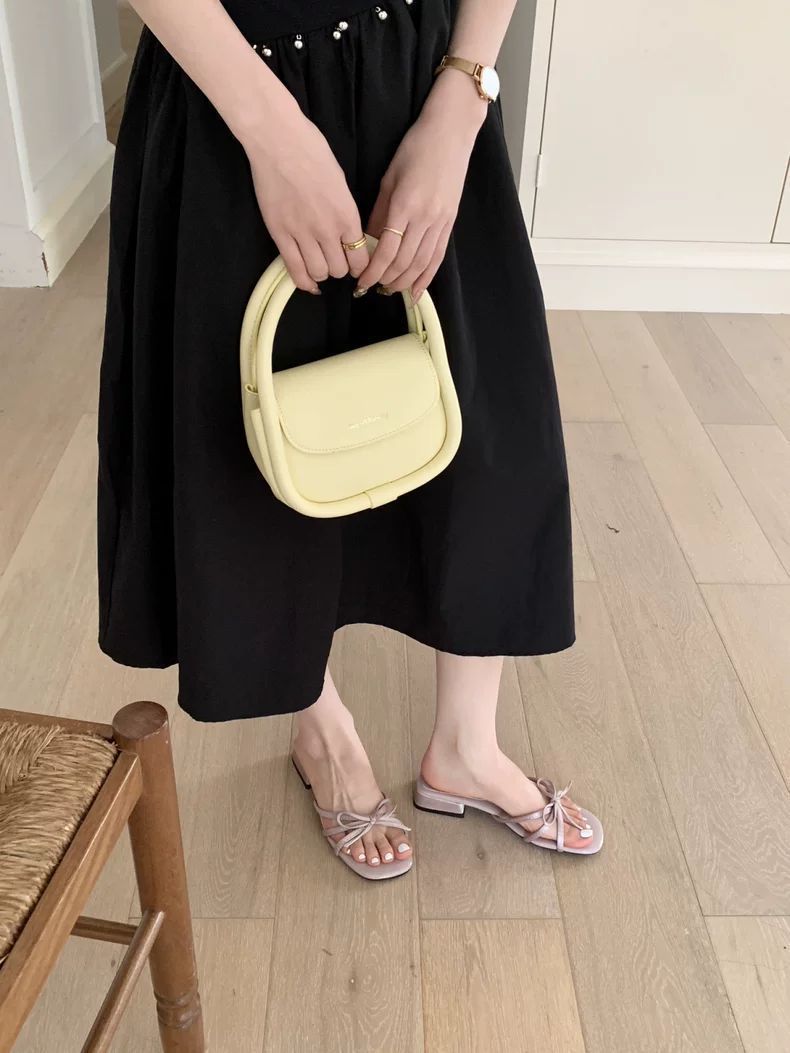 Women's Korean Bow Heel Slides