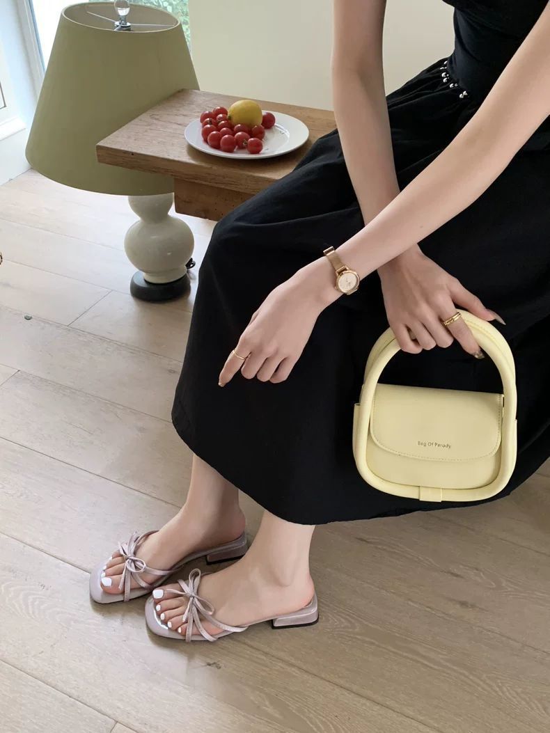 Women's Korean Bow Heel Slides