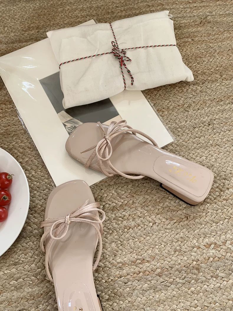 Women's Korean Bow Heel Slides