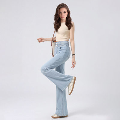 Light Blue High-Waist Flared Women's Jeans