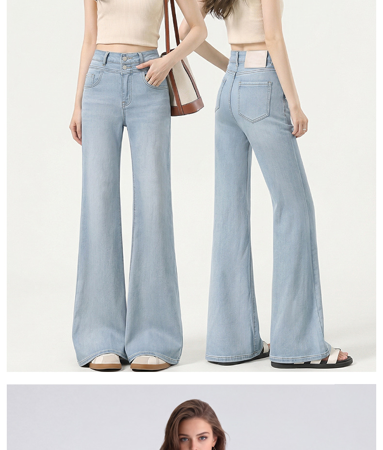 Light Blue High-Waist Flared Women's Jeans