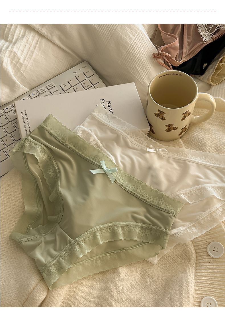 Women's Seamless Ice Silk Lace Briefs