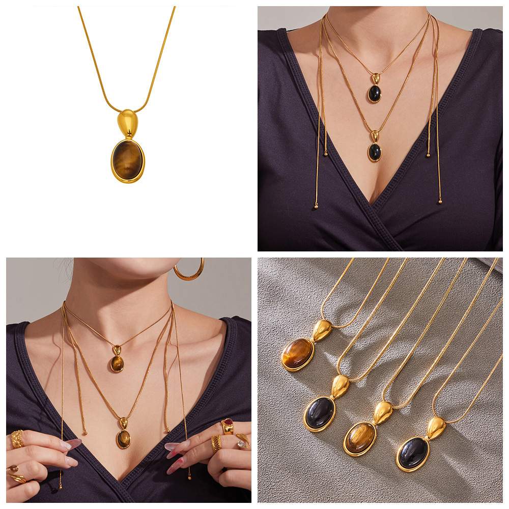Tiger Eye Agate Pendant Necklace