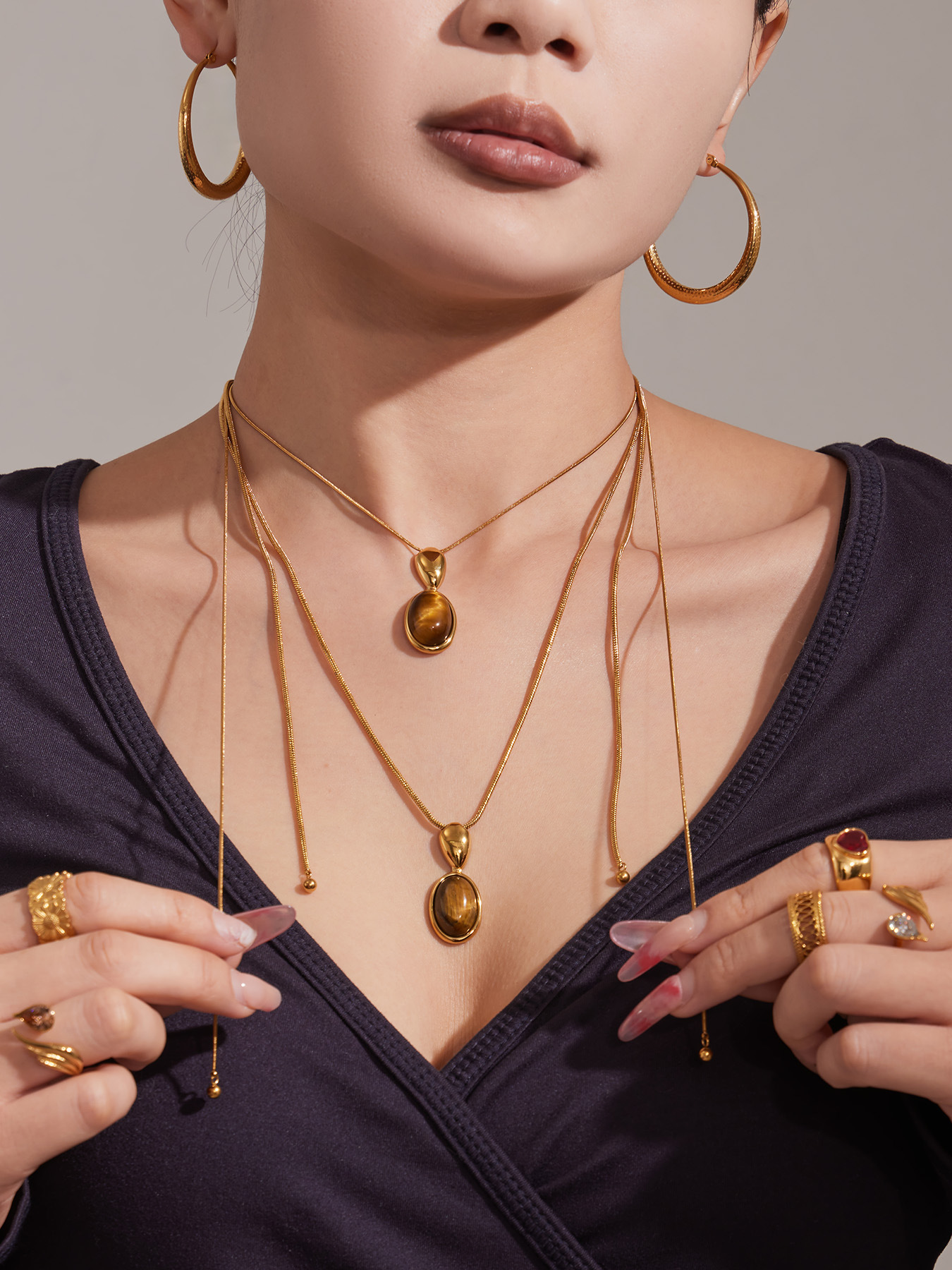 Tiger Eye Agate Pendant Necklace