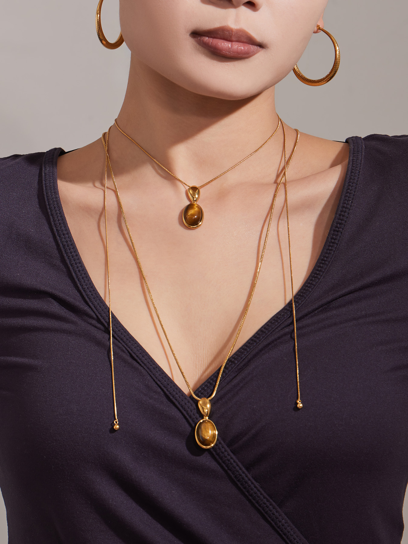 Tiger Eye Agate Pendant Necklace