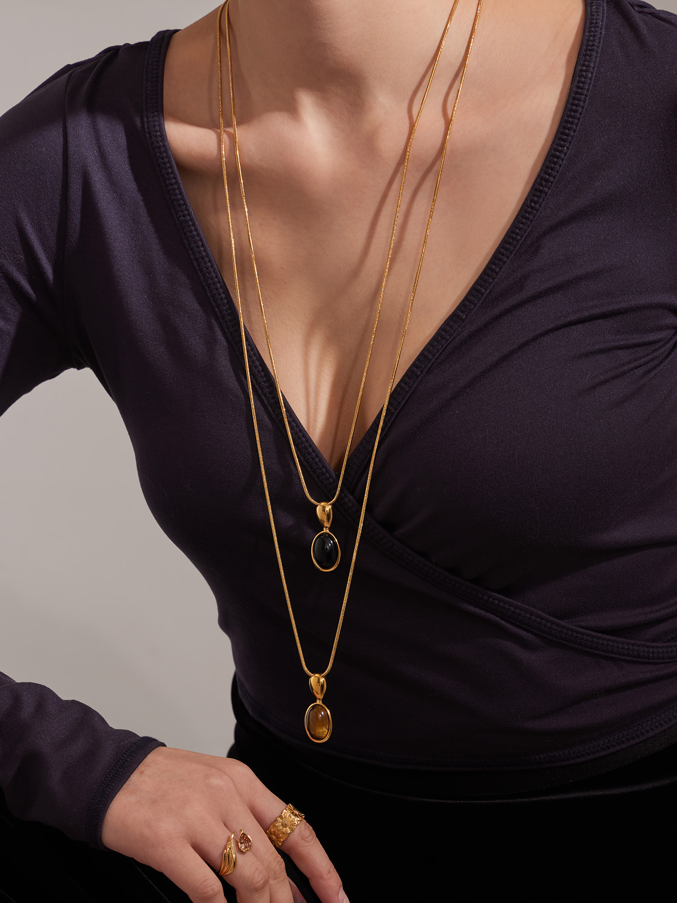 Tiger Eye Agate Pendant Necklace