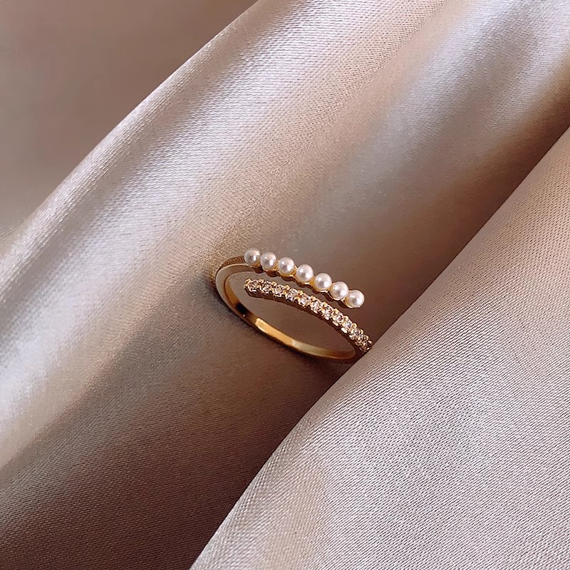 Women's Zircon Faux Pearl Ring