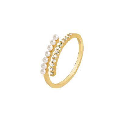 Women's Zircon Faux Pearl Ring