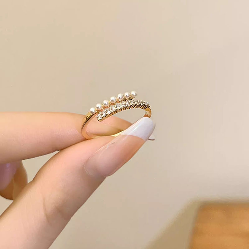 Women's Zircon Faux Pearl Ring