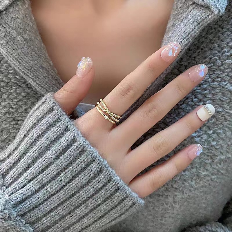Adjustable Cross Crystal Ring