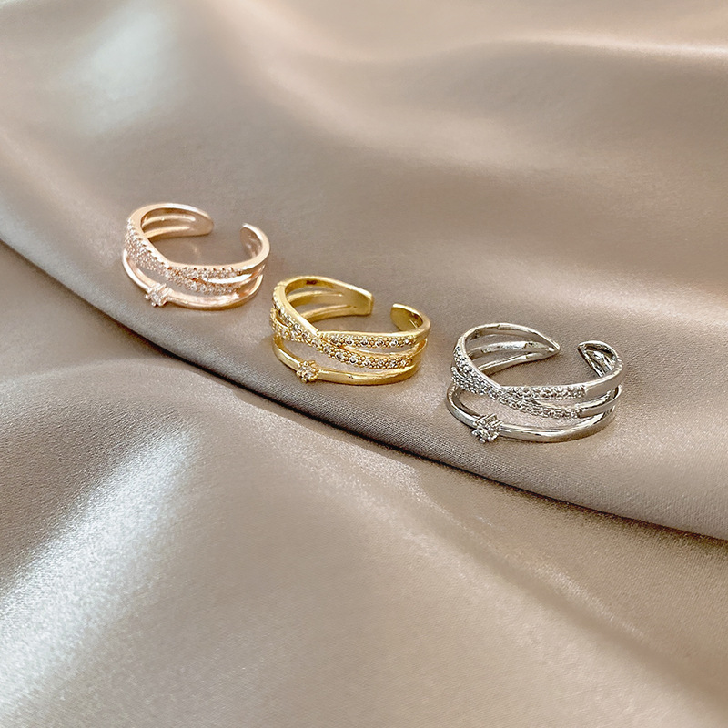Adjustable Cross Crystal Ring