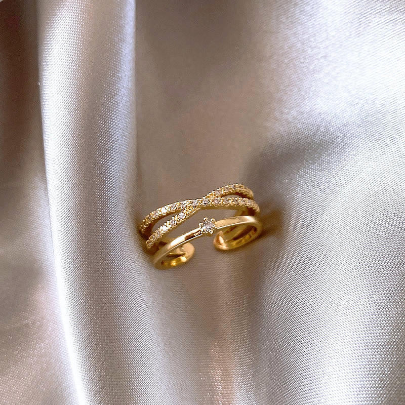 Adjustable Cross Crystal Ring
