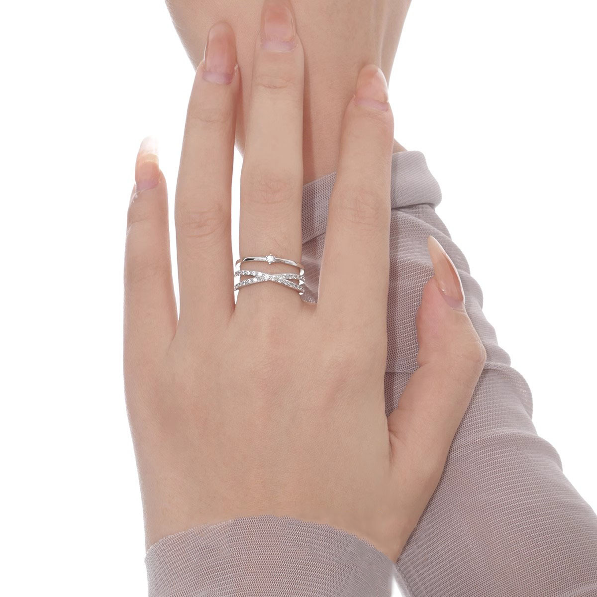 Adjustable Cross Crystal Ring