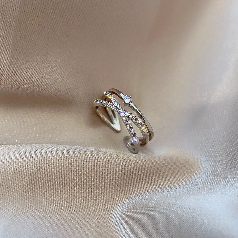 Adjustable Cross Crystal Ring