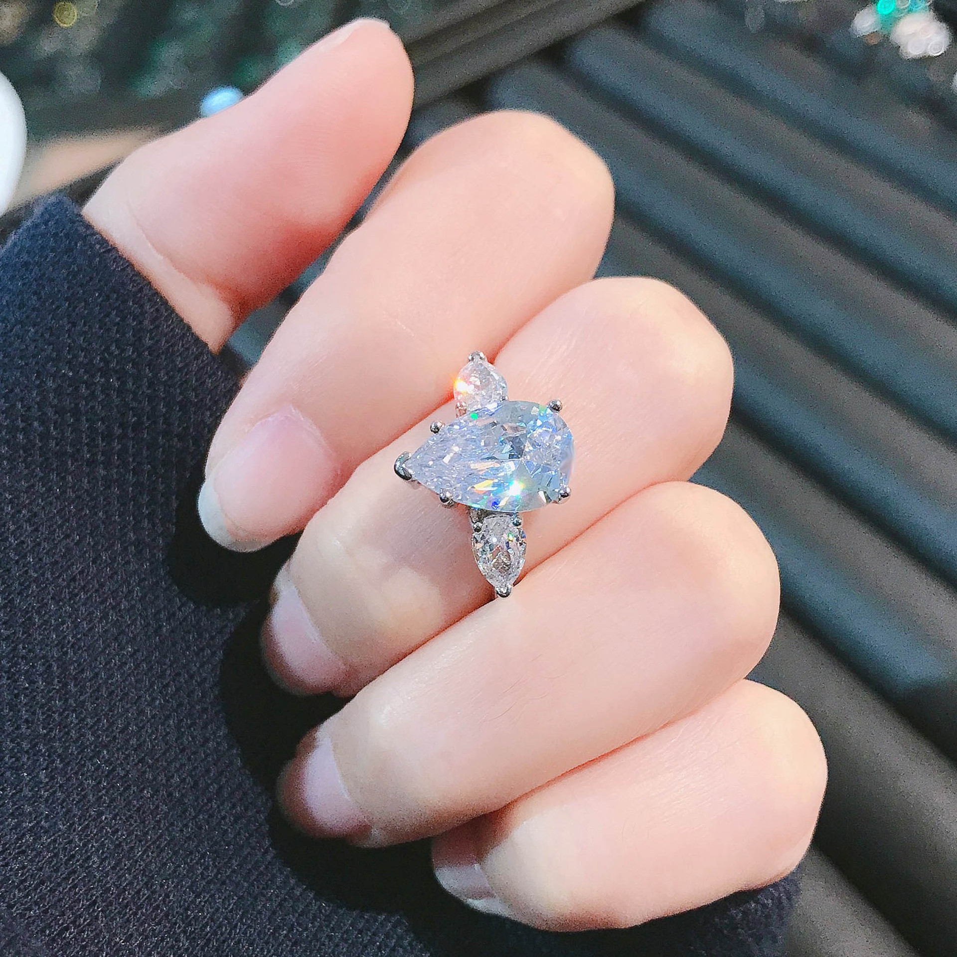 Three Stone Moissanite Ring