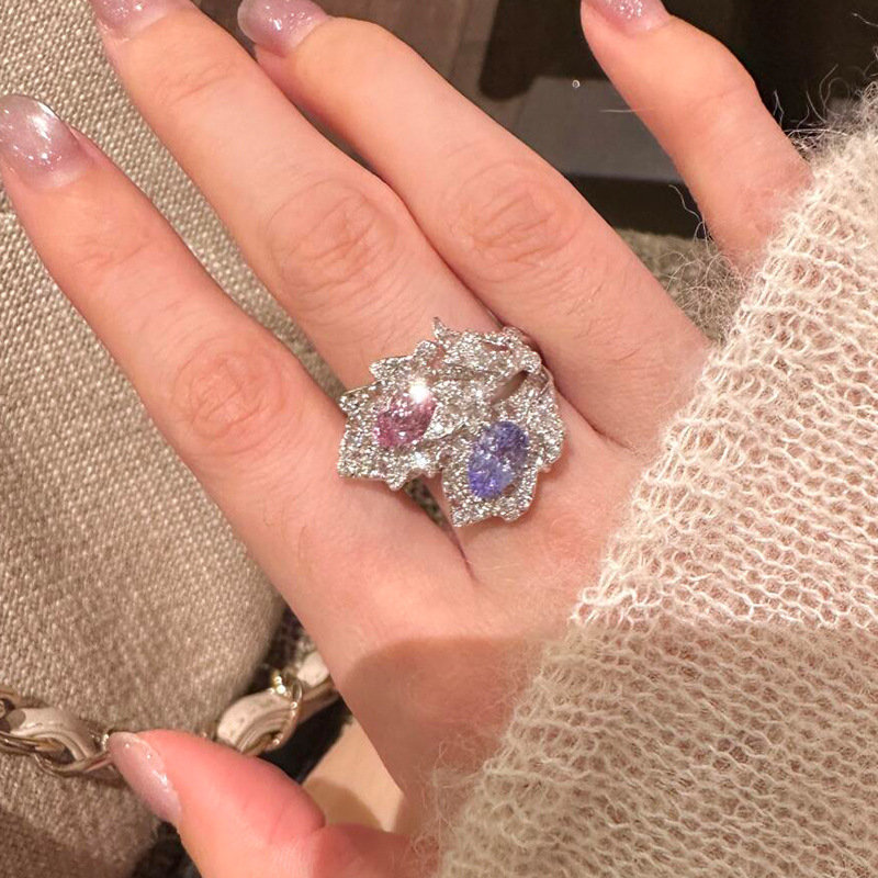 Adjustable Leaf Shape Silver Ring