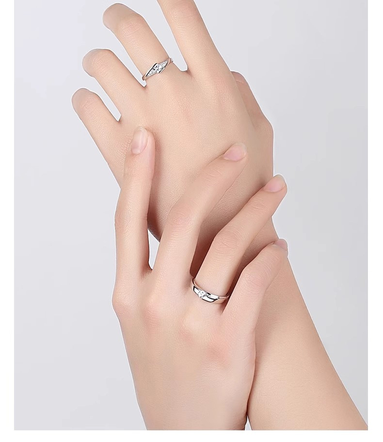925 Sterling Silver Minimalist Couple Rings